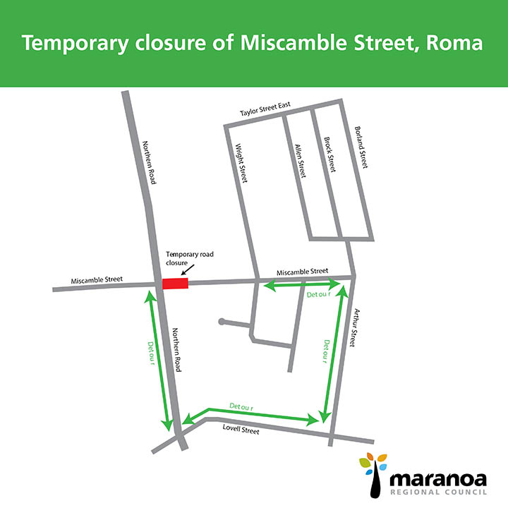 Temporary road closure - Miscamble Street Roma