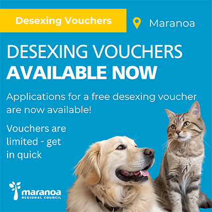 Maranoa cat and dog owners can claim a free desexing voucher valued at $150.
